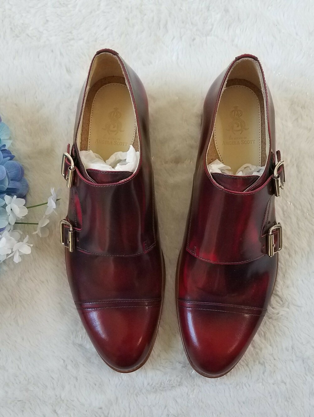 The Office of Angela Scott Mr. Colin Double-Monk Oxfords in Scarlett - Picture 3 of 9